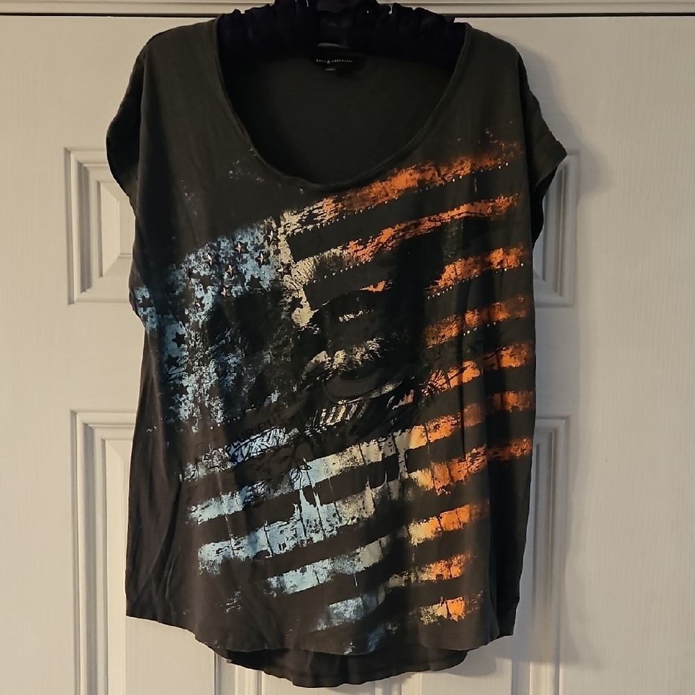 Rock & Republic Black Graphic Tee Relaxed Fit